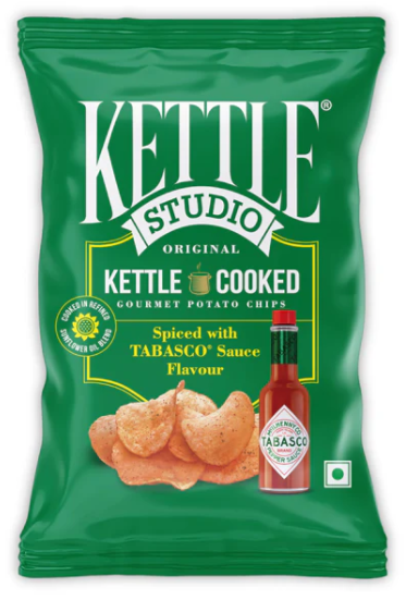 KETTLE COOKED POTATO CHIPS SPICED WITH TABASCO SAUCE FLAVOUR 125g