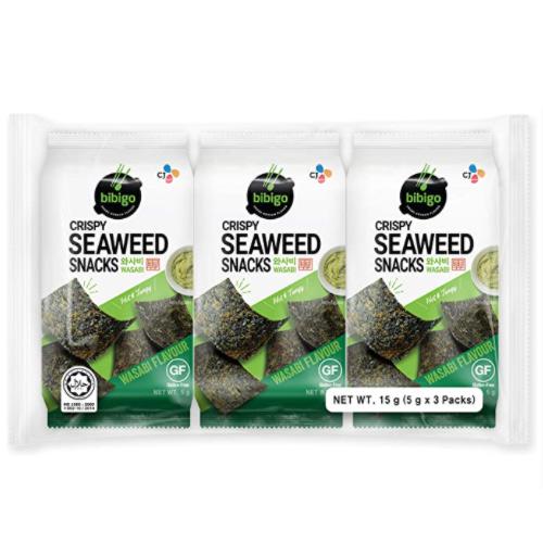 BIBIGO CRISPY SEAWEED SNACKS WASABI 15G( 비비고 스낵김 와사비)