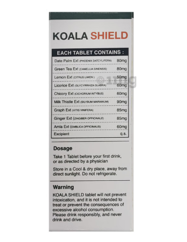 Koala Shield Tablets For Hangover 30 Tablets