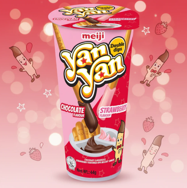 Meiji Yan Yan Chocolate & Strawberry Flavor Biscuit Snack 44g