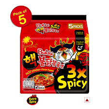 Buldak 3x Spicy Hot Chicken Flavor Ramen 5in 1 Pack 700g (50%off on MRP Rs.750)