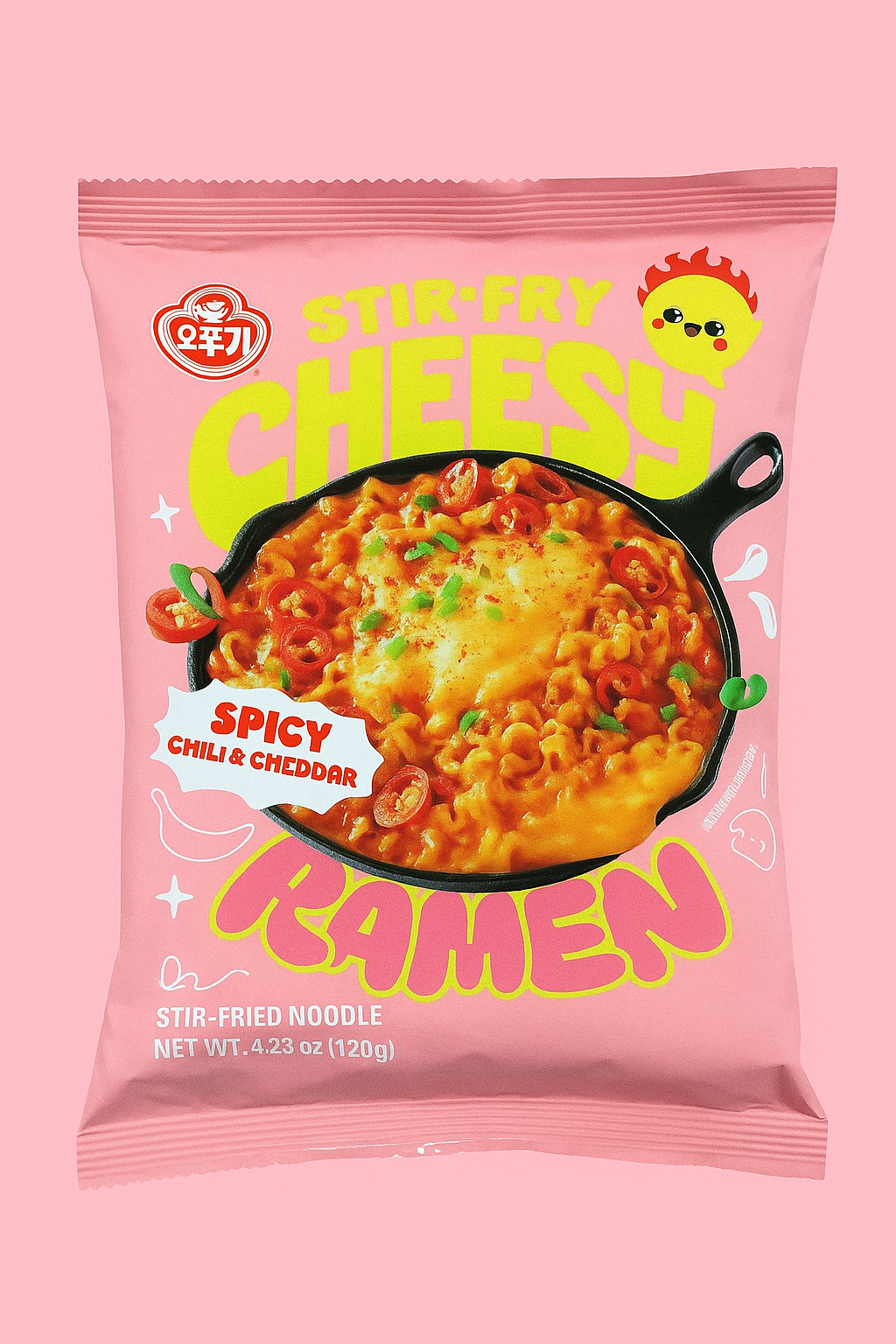 Ottogi Cheesy Spicy Chilli & Cheddar Ramen 120g오뚜기 치즈 스파이시 칠리 & 체다 라면 120g (50% Off on MRP)